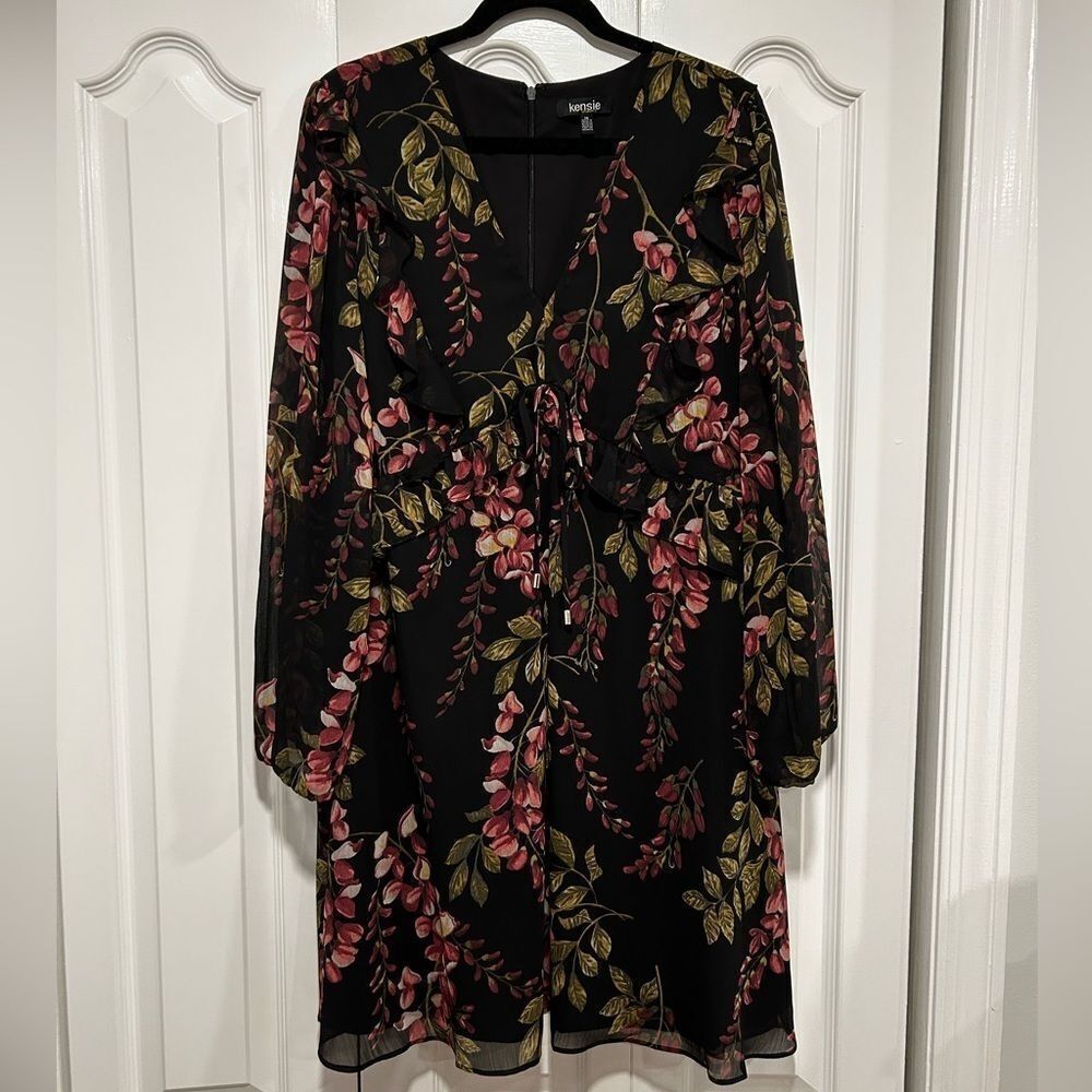 Kensie Floral and Ruffle Dress